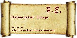 Hofmeister Ernye névjegykártya